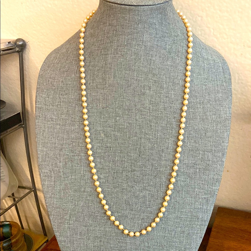 Vintage 60s MONET GLASS Pearls Hand Knotted Necklace